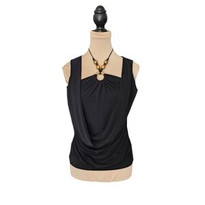 Too Mi Black Front Tie Tank Sz S